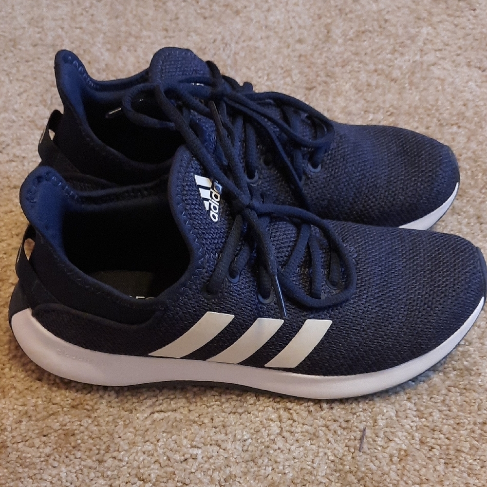 Adidas Blue and White Sneakers with Knit Upper